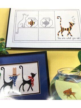 Cats Cross-Stitch Pattern By Holly Gordon "You Are What You Eat"